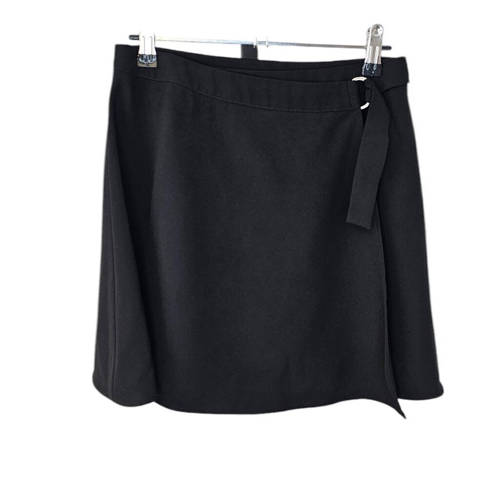 Streetwear Society Womens Wrap Skirt, Mini, Black, Belted, Size Small